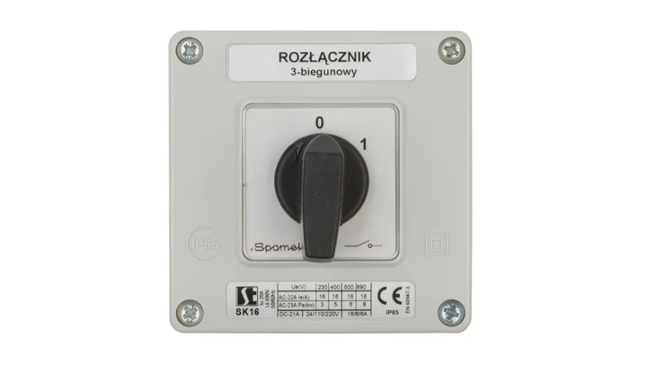 Łącznik krzywkowy 0-1 3P 16A w obudowie SK16-2.8211OB11