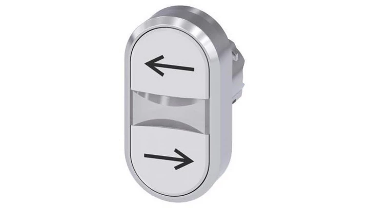 Przycisk podwójny 22mm metal biały/biały strzałki lewo/prawo przyciski płaskie z samopowrotem SIRIUS ACT 3SU1050-3AB66-0AM0