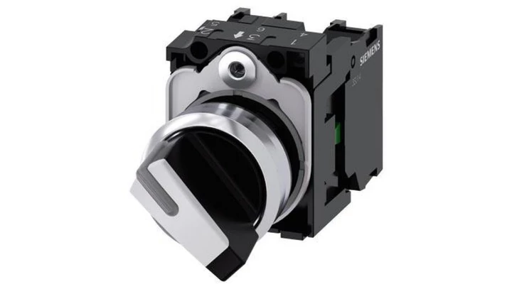 Przełącznik krótkie pióro 2-poz bistabilny czarny/biały styk 1Z+1R przył śrubowe 22mm metal SIRIUS ACT 3SU1150-2BF60-1MA0