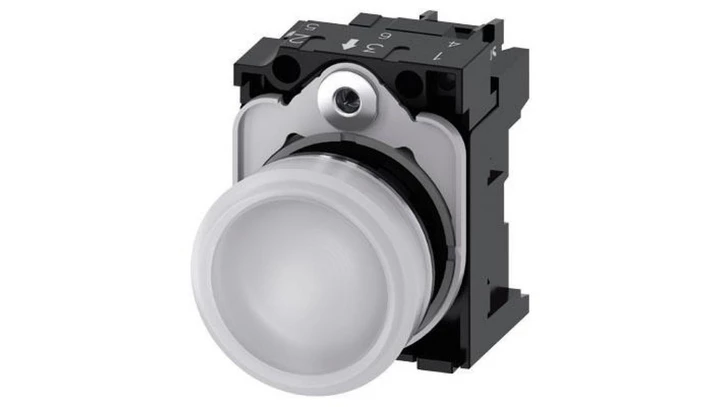 Lampka sygnalizacyjna kompletna 22mm biała LED 230V AC metal przył śrubowe SIRIUS ACT 3SU1156-6AA60-1AA0