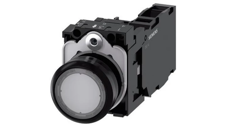 Przycisk podświetlany, 22 mm, okrągły, plastikowy, przezroczysty, płaski, z zestykiem chwilowym, z uchwytem, ​​ ​​1 NO+1 NC