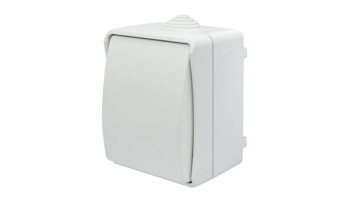 Łącznik pojedynczy uniwersalny natynkowy z klapką Aqua Plus IP54 biały 40220