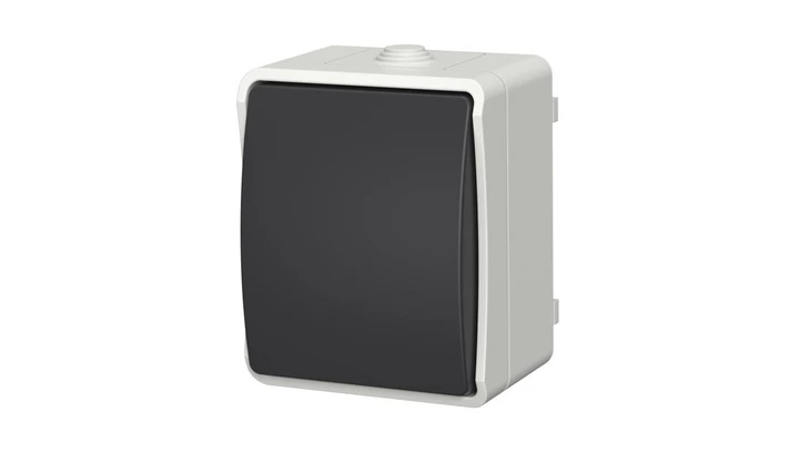 Łącznik pojedynczy uniwersalny natynkowy Aqua Plus IP54 szaro grafitowy 40110