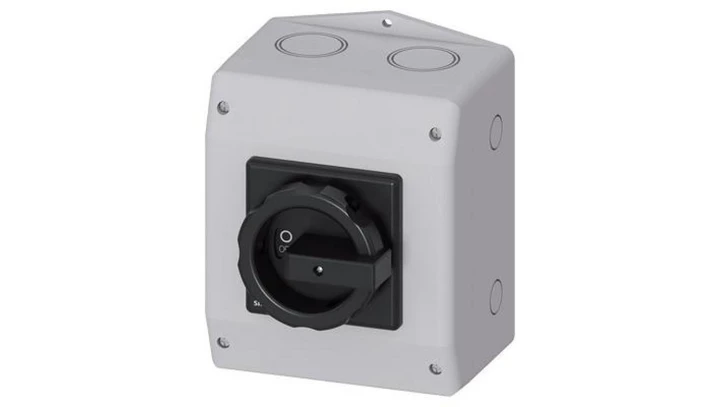 Rozłącznik główny w obudowie 3P 63A 22kW AC23A 400V styki pom 1Z 1R pokrętło czarne 3LD2565-1GP51