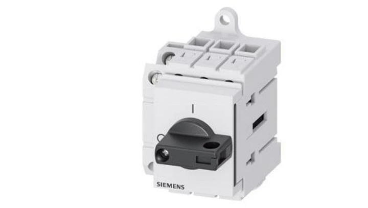 Rozłącznik główny 3P 16A 7,5kW AC23A 400V styki pom 1Z 1R montaż modułowy pokrętło czarne piórkowe 3LD3030-1TK11