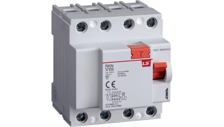 Wyłącznik różnicowoprądowy 4P 63A 0,1A typ A RKN4P 63A 100MAA 06220466R0