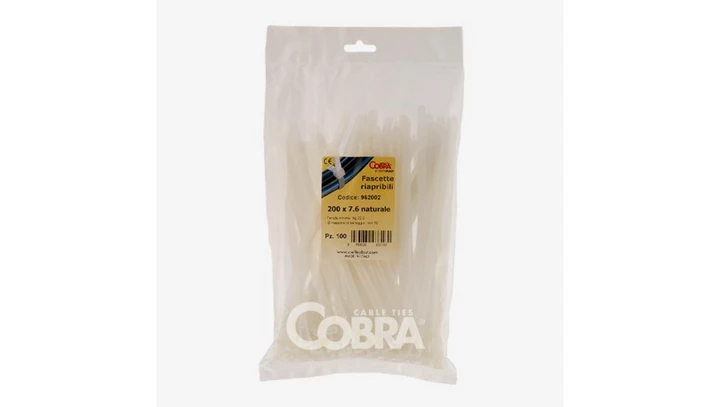 Opaska kablowa otwierana wielokrotnie biała 200x7.6 COBRA /100szt./ 962102