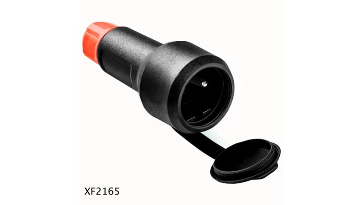 RED GP1 Gniazdo z dławikiem IP54 2P+Z 16A/250V kołnierz gumowany czarny XF2165