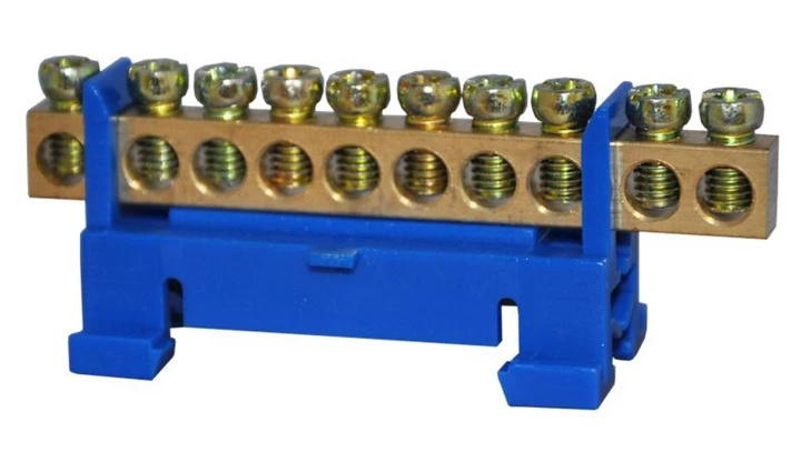 Listwa zaciskowa 10-torowa 10mm2 TH35 niebieska LZ-10B