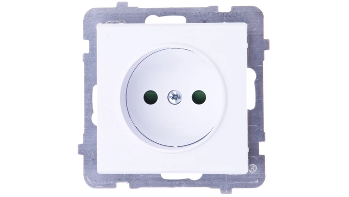 SONATA Gniazdo pojedyncze z przesłonami torów prądowych biały mat GP-1RP/m/75