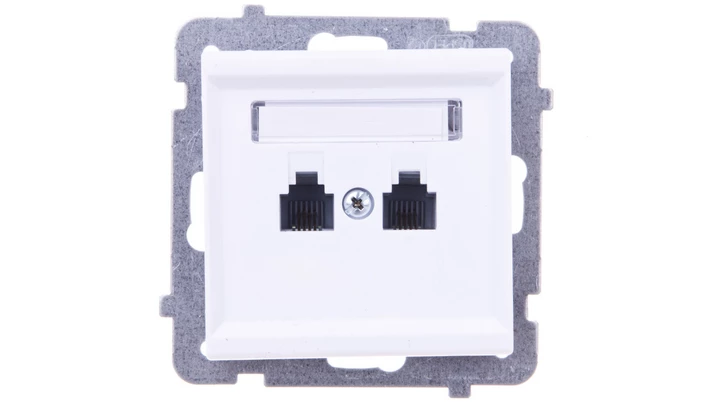 SONATA Gniazdo telefoniczne podwójne równoległe biały mat GPT-2RR/m/75
