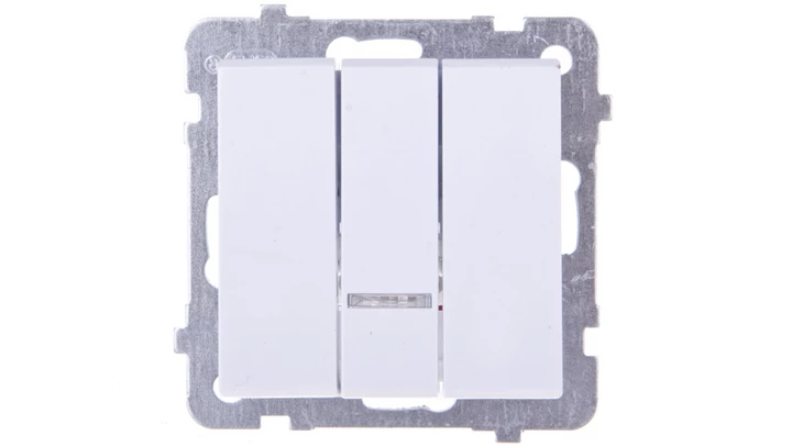 SONATA Łącznik potrójny z podświetleniem niebieskim biały mat ŁP-13RS/m/75