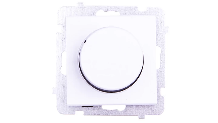 SONATA Ściemniacz przyciskowo-obrotowy przystosowany do obciążenia żarowego i halogenowego biały mat ŁP-8R/m/75