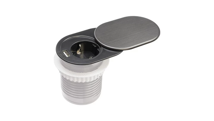 Gniazdo meblowe do zabudowy 1 złącze wtyczkowe 1xUSB A schuko GMZ-2 W-72012
