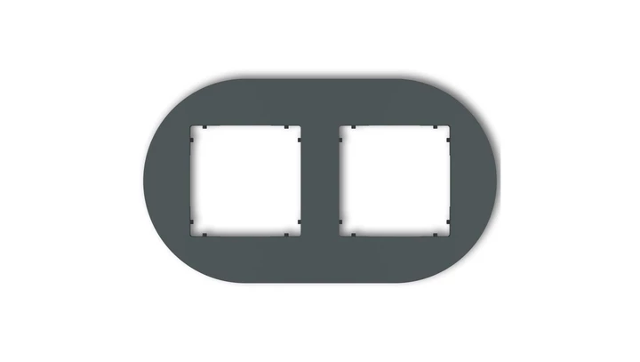 MINI Ramka uniwersalna podwójna okrągła z tworzywa grafitowy mat 28MRTO-2