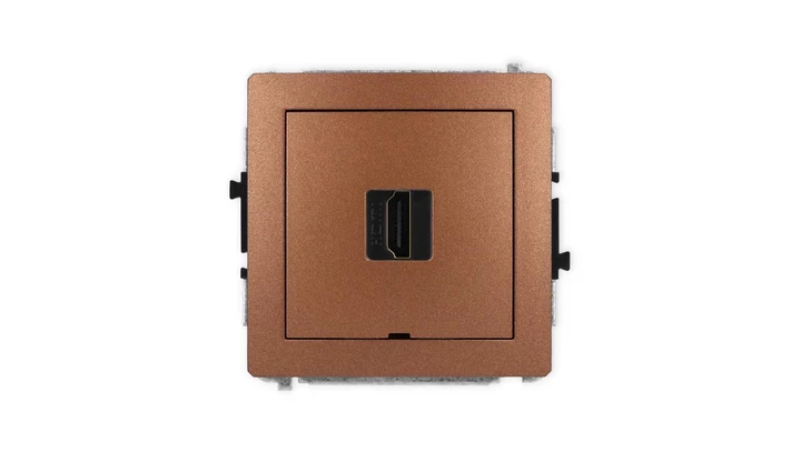 DECO Mechanizm gniazda pojedynczego HDMI 2.1, 8K, bez pola opisowego brązowy metalik 9DHDMIBO-5