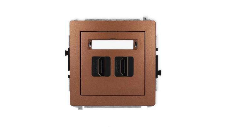 DECO Mechanizm gniazda podwójnego HDMI 2.1, 8K brązowy metalik 9DHDMI-6