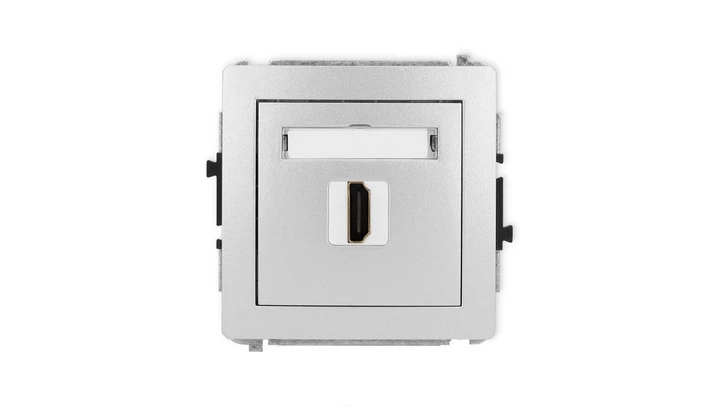 DECO Mechanizm gniazda pojedynczego HDMI 2.1, 8K srebrny metalik 7DHDMI-5
