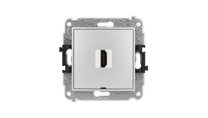 MINI Mechanizm gniazda pojedynczego HDMI 2.1, 8K, bez pola opisowego srebrny metalik 7MHDMIBO-5