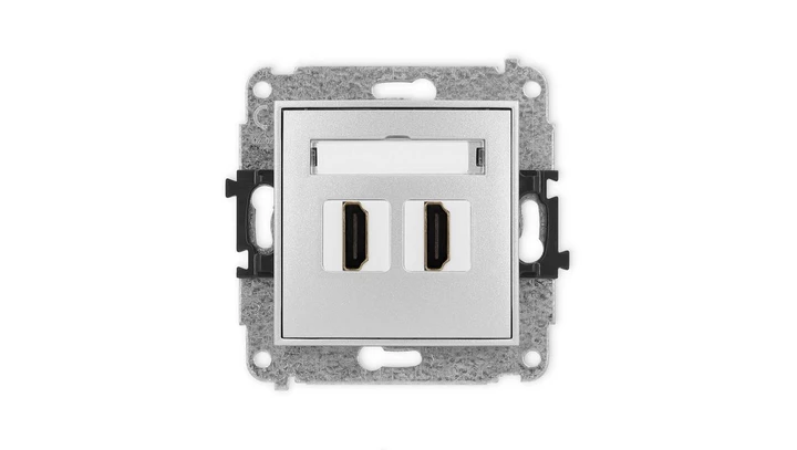 ICON Mechanizm gniazda podwójnego HDMI 2.1, 8K srebrny metalik 7IHDMI-6