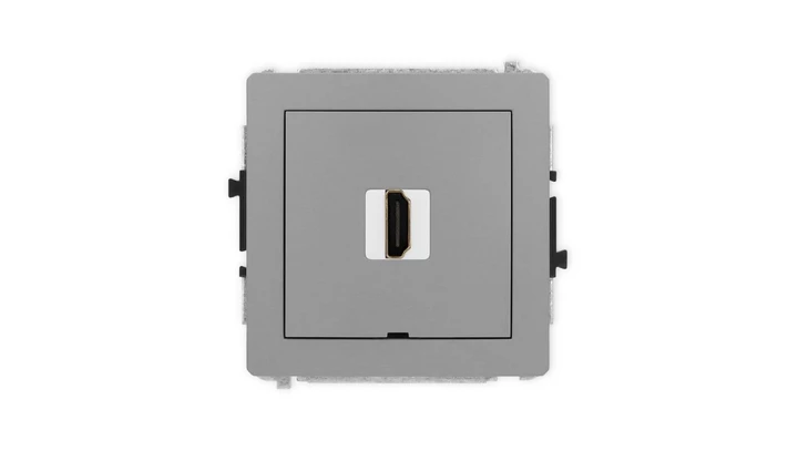 DECO Mechanizm gniazda pojedynczego HDMI 2.1, 8K, bez pola opisowego szary mat 27DHDMIBO-5