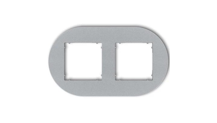 MINI Ramka uniwersalna podwójna okrągła z tworzywa srebrny metalik 7MRTO-2