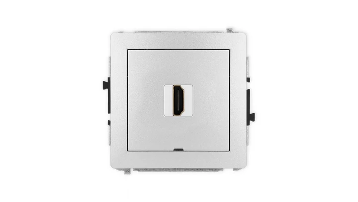 DECO Mechanizm gniazda pojedynczego HDMI 2.1, 8K, bez pola opisowego srebrny metalik 7DHDMIBO-5