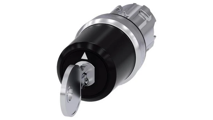 SIRIUS ACT PRZEŁĄCZNIK Z KLUCZEM CES 22MM OKRĄGŁY METAL BŁYSZCZĄCY NR ZAMKA SSG10 Z 2 KLUCZAMI 3 POZ. I-O-II 3SU1050-5BN010AA0