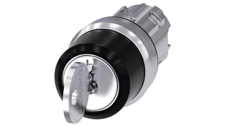 PRZEŁĄCZNIK Z KLUCZEM RONIS, 22MM, OKRĄGŁY, METAL, BŁYSZCZĄCY, NR ZAMKA SB30, Z 2 KLUCZAMI, 3 POZ. I-O-II, BEZ3SU1050-4BL01-0AA0