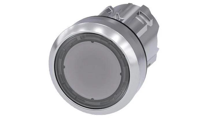 Przycisk 22 mm, round, metal, shiny, clear, pushbutton, flat, momentary contact type 3SU1051-0AB70-0AA0