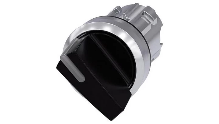 Wyłącznik silnikowy 22 mm, round, metal shiny, black, Selector switch short, 2 switch positions 3SU1052-2BC10-0AA0