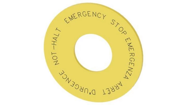 Etkieta żółta podkładkowa 60mm do otworów 22mm inskrypcja w 4 językach DE EN FR IT SIRIUS ACT 3SU1900-0BN31-0NC0 /10szt./