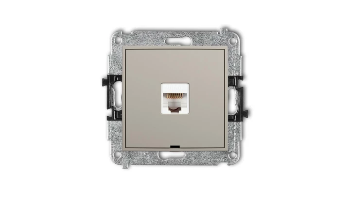 MINI Mechanizm gniazda komputerowego pojedynczego 1xRJ45, kat. 5e, 8-stykowy, bez pola opisowego taupe 60MGKBO-1