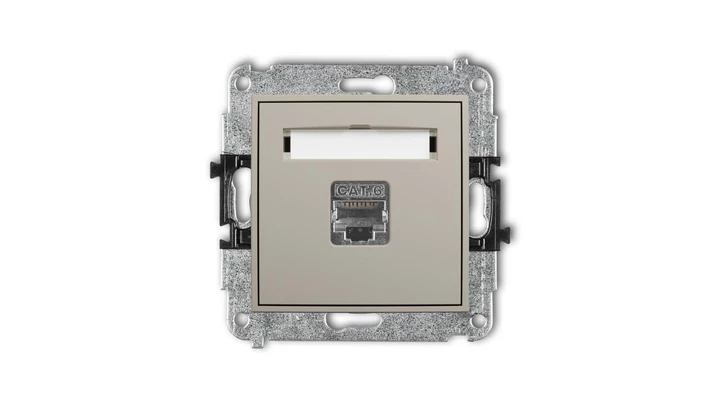 MINI Mechanizm gniazda komputerowego pojedynczego 1xRJ45, kat. 5e, ekranowany, 8-stykowy taupe 60MGK-1e