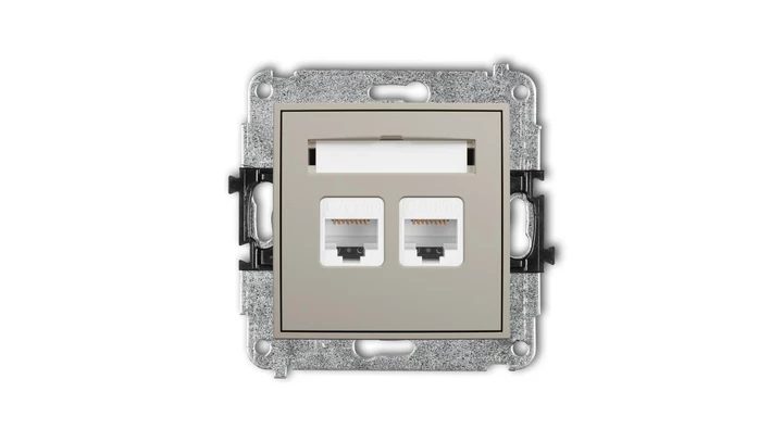 MINI Mechanizm gniazda komputerowego podwójnego 2xRJ45, kat. 5e, 8-stykowy taupe 60MGK-2