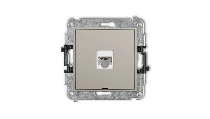 MINI Mechanizm gniazda komputerowego pojedynczego 1xRJ45, kat. 6, 8-stykowy, bez pola opisowego taupe 60MGKBO-3