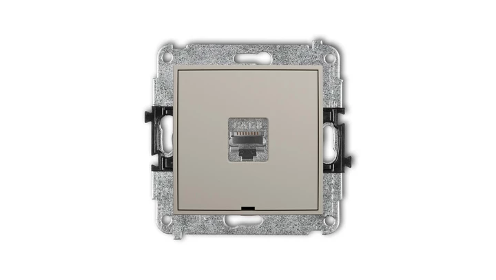 MINI Mechanizm gniazda komputerowego pojedynczego 1xRJ45, kat. 8, ekranowany, 8-stykowy, bez pola opisowego taupe 60MGKBO-11