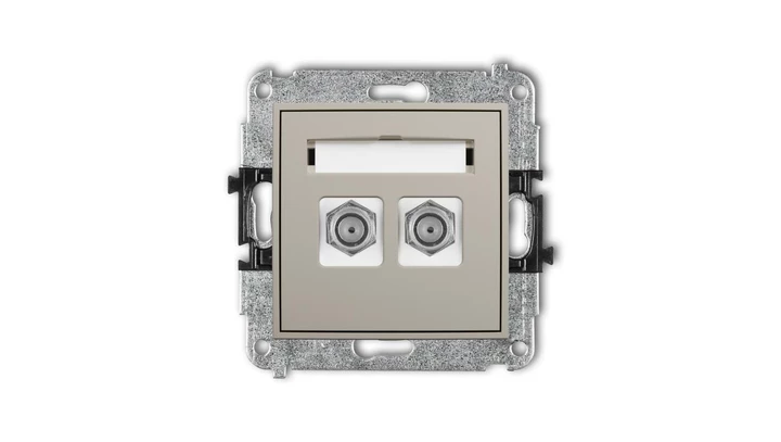 MINI Mechanizm gniazda antenowego podwójnego typu F (SAT) niklowany taupe 60MGF-2