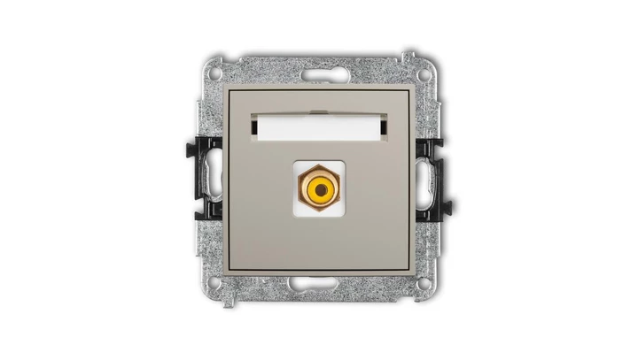 MINI Mechanizm gniazda pojedynczego RCA (typu cinch - żółty, pozłacany) taupe 60MGRCA-1
