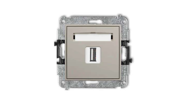 MINI Mechanizm gniazda pojedynczego USB A-A 2.0 taupe 60MGUSB-1