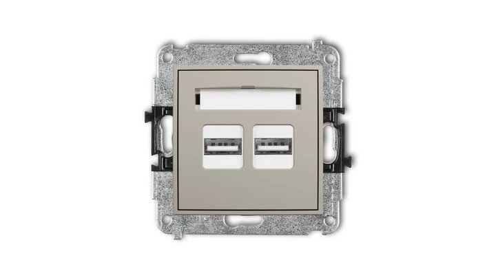 MINI Mechanizm ładowarki USB podwójnej 2xUSB A, 15,5W max., 5V, 3.1A taupe 60MCUSB-6