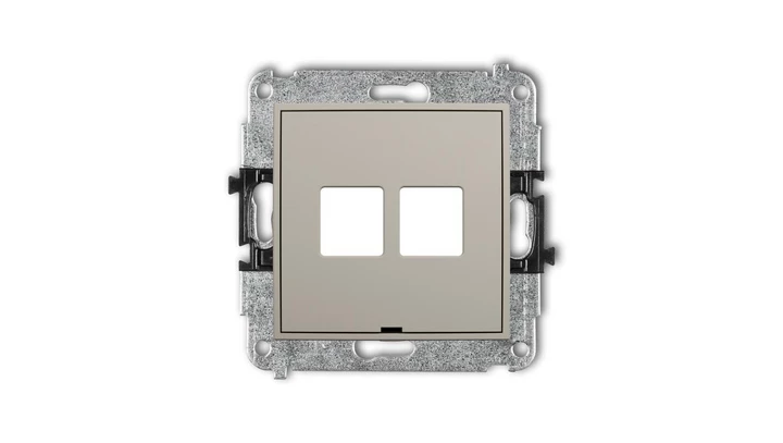 MINI Mechanizm gniazda multimedialnego podwójnego bez modułu, bez pola opisowego (standard Keystone) taupe 60MGMBO-2P