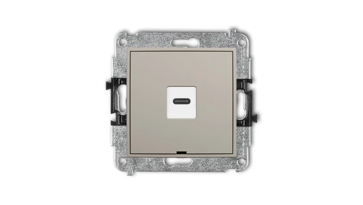 MINI Mechanizm gniazda pojedynczego 1xUSB C-C, bez pola opisowego taupe 60MGUSBBO-7