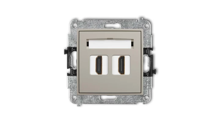 MINI Mechanizm gniazda podwójnego HDMI 2.1, 8K taupe 60MHDMI-6