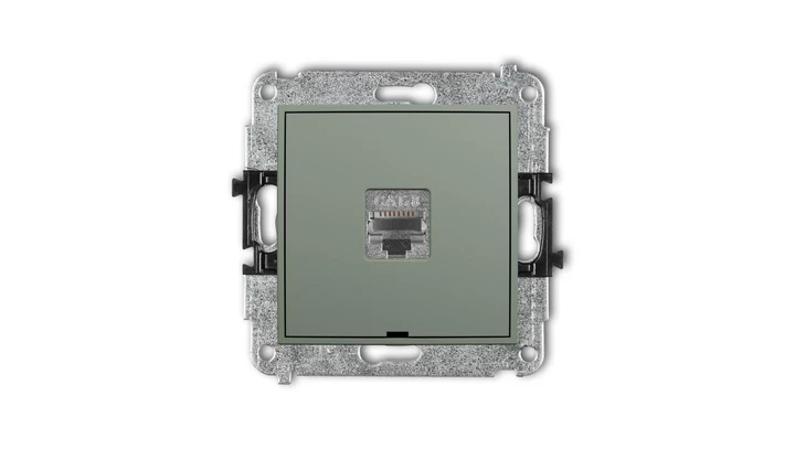 MINI Mechanizm gniazda komputerowego pojedynczego 1xRJ45, kat. 8, ekranowany, 8-stykowy, bez pola opisowego szałwiowy 61MGKBO-11