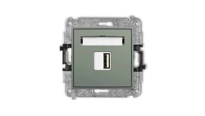 MINI Mechanizm ładowarki USB pojedynczej USB A, 10W max., 5V, 2A szałwiowy 61MCUSB-3