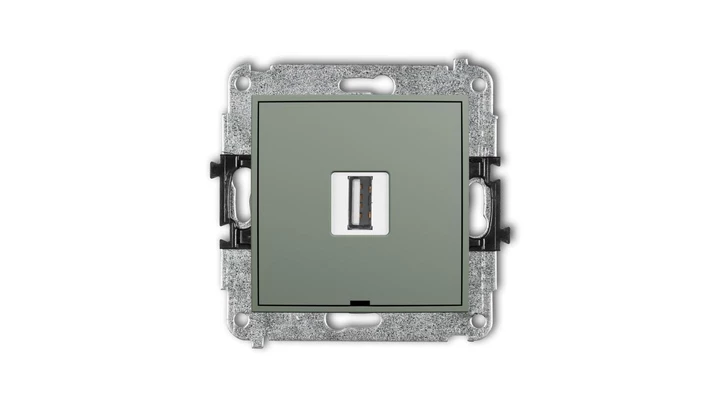 MINI Mechanizm gniazda pojedynczego USB A-A 2.0, bez pola opisowego szałwiowy 61MGUSBBO-1