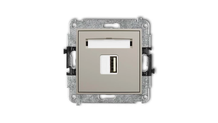 MINI Mechanizm ładowarki USB pojedynczej USB A, 5W max., 5V, 1A taupe 60MCUSB-1