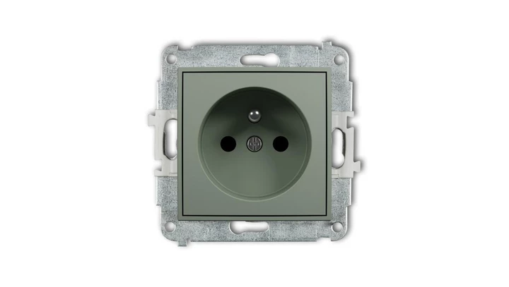 MINI Mechanizm gniazda pojedynczego z uziemieniem 2P+Z (przesłony torów prądowych) szałwiowy 61MGP-1zp