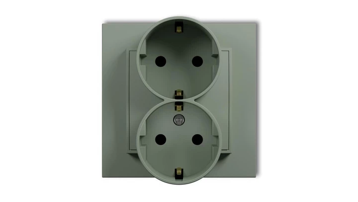 MINI Gniazdo podwójne z uziemieniem SCHUKO 2x(2P+Z) (przesłony torów prądowych) szałwiowy 61MGP-2sp